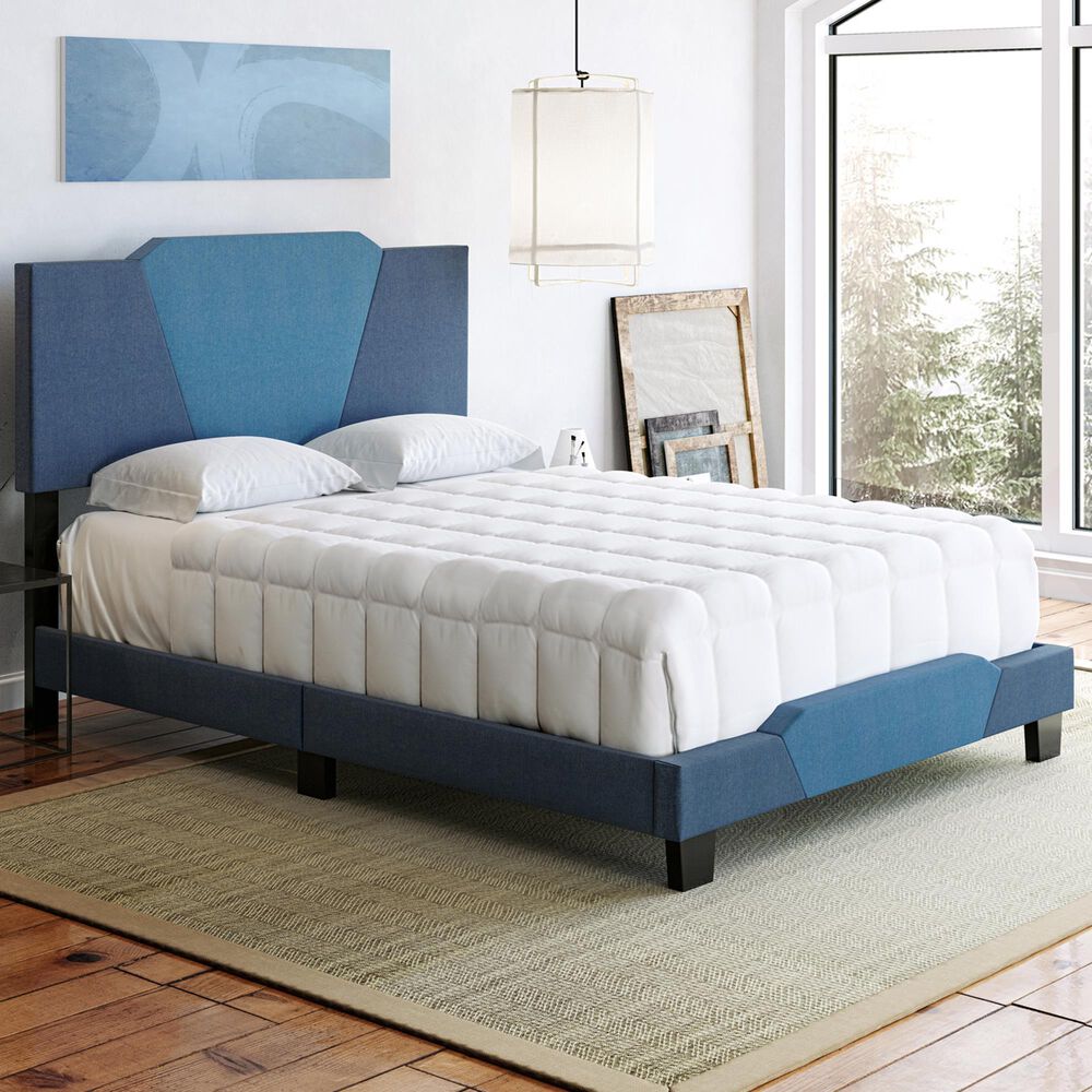 Accent Tuscany Full Upholstered Bed in Ocean Blue and Blue, , large