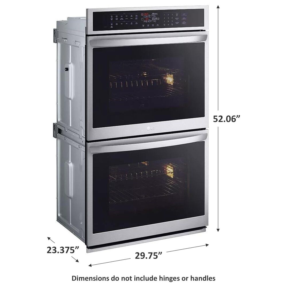 LG 9.4 cu. ft. Smart Double Wall Oven with True Convection, InstaView, Air Fry, Steam Sous Vide, PrintProof Stainless Steel, , large