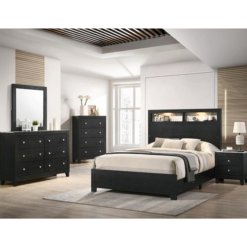 Crown Mark Candence 6-Drawer Dresser and Mirror in Black, , large