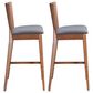 Zuo Modern Ambrose Bar Chair in Brown/Dark Gray Cushion (Set of 2), , large