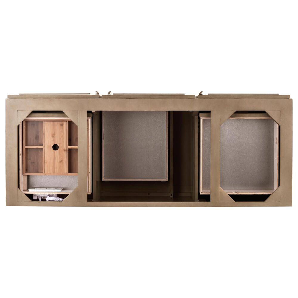 James Martin Vanities Portland 60" Single Bathroom Vanity in Whitewashed Walnut with 3 cm Eternal Jasmine Pearl Silestone Top, Rectangular Sink and FreePower Wireless Charger, , large