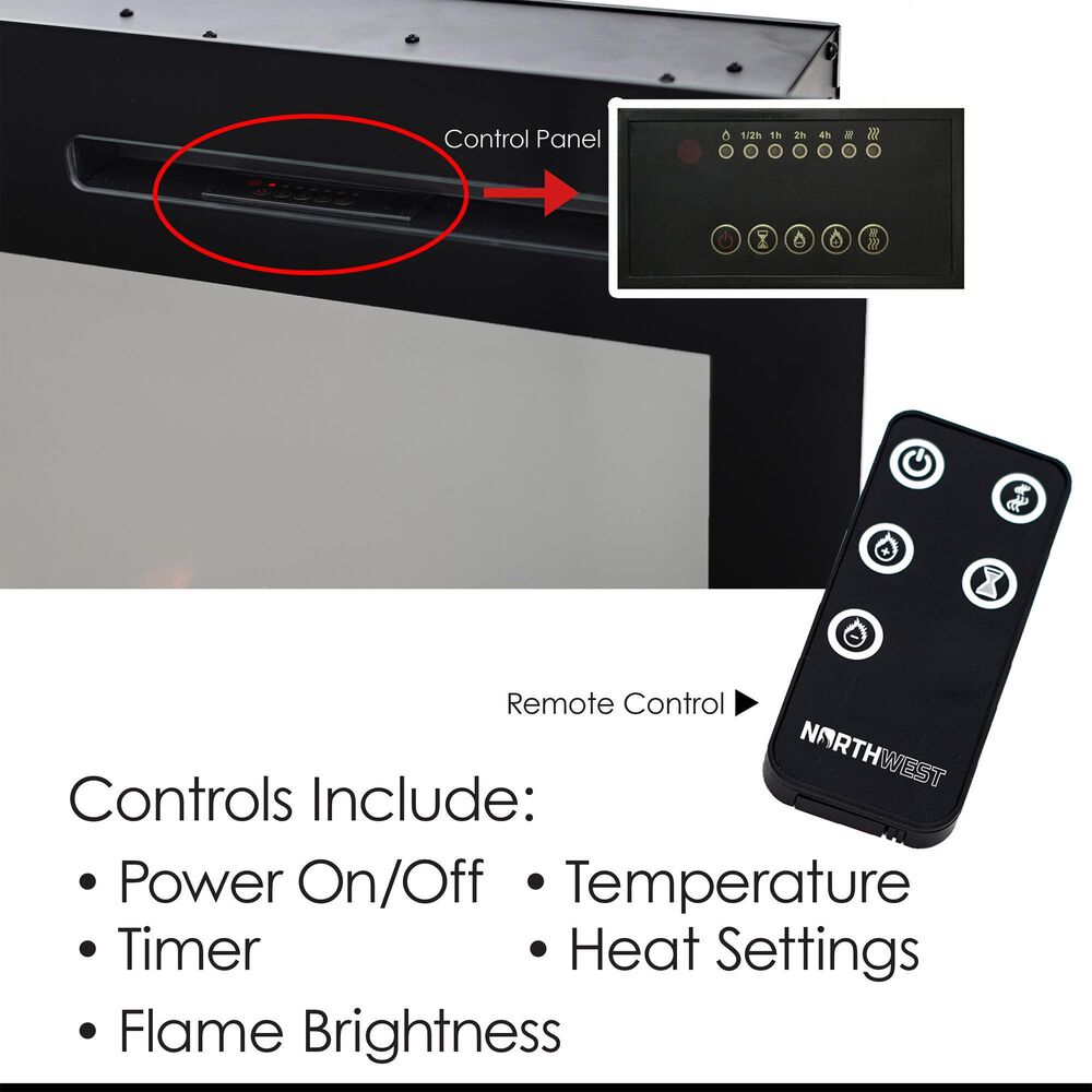 Timberlake Hastings Home 50&quot; Electric Wall Fireplace in Black, , large