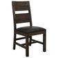 Fallridge Dark Teak Dining Side Chair in Stained Dark with Faux Leather Seat, , large