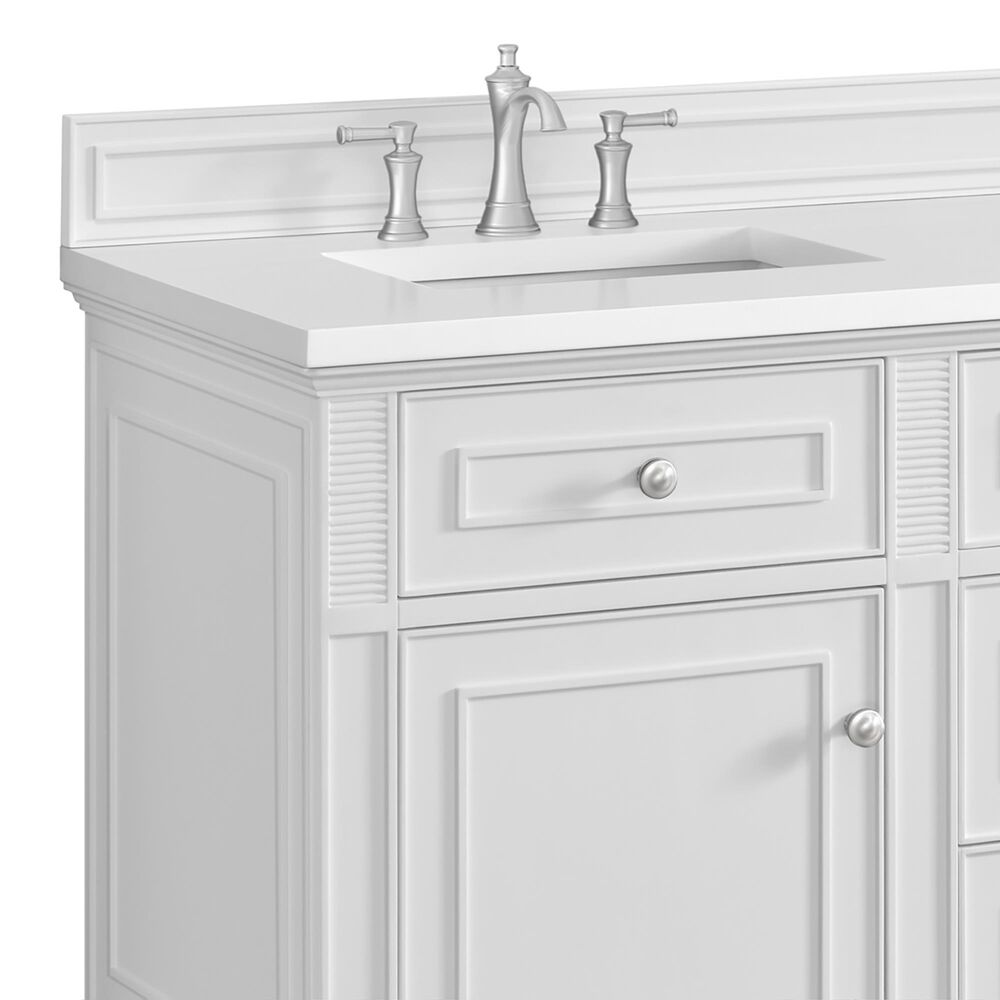 James Martin Vanities Lorelai 60&quot; Double Vanity in Bright White with 3 cm White Zeus Quartz Top, , large
