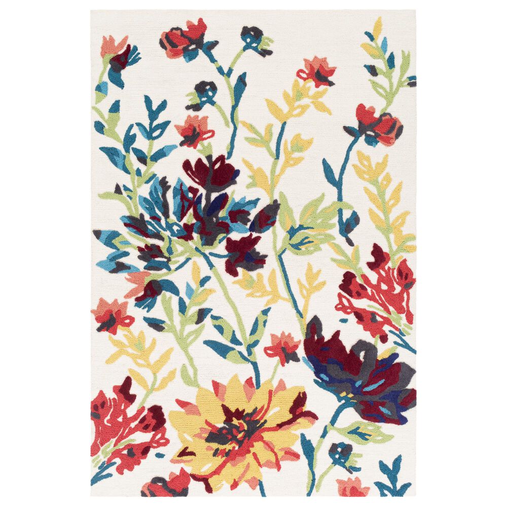 Surya Botanical 5' x 7'6" Ivory, Sky Blue, Mustard and Burgundy Area Rug, , large