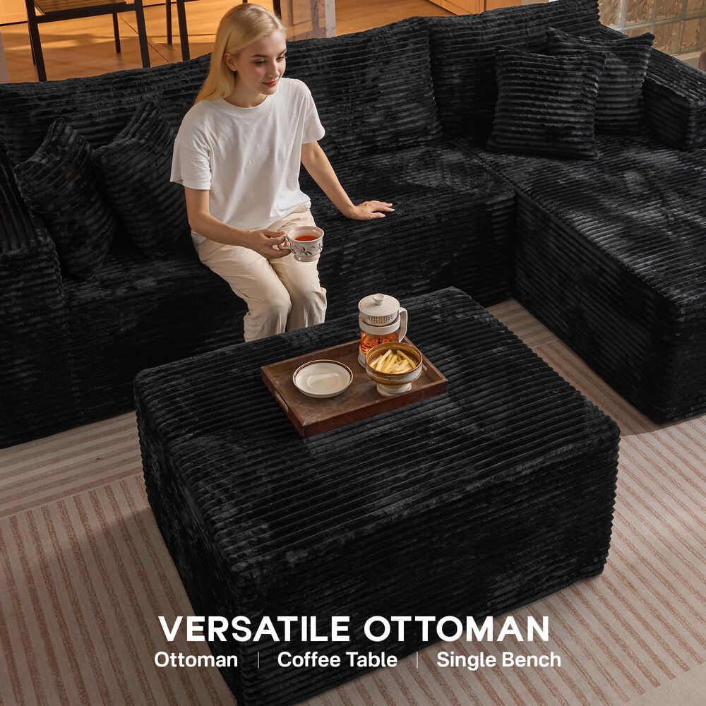 HOMLUX 108" Modular Sofa Set in Black, , large