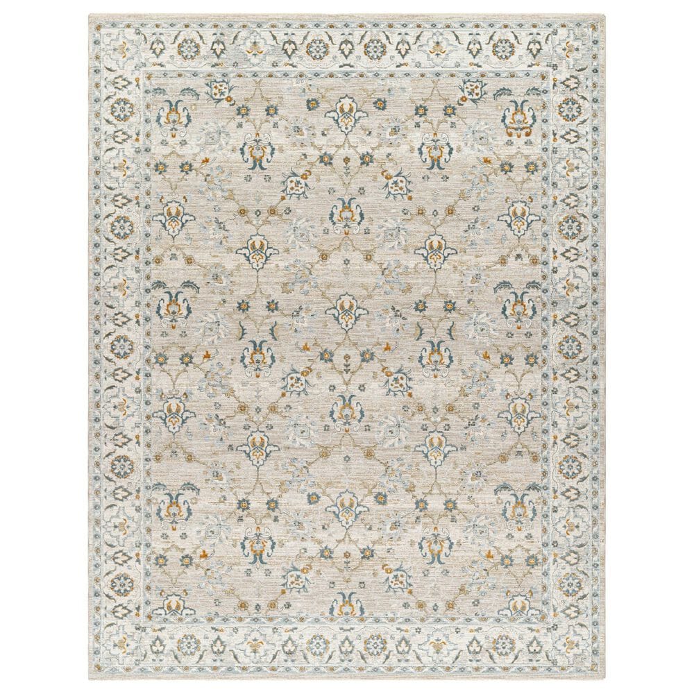 Surya Dresden Taupe, Off-White, Dusty Sage, Light Gray, Deep Teal, Olive and Mustard 12" x 15" Area Rug, , large