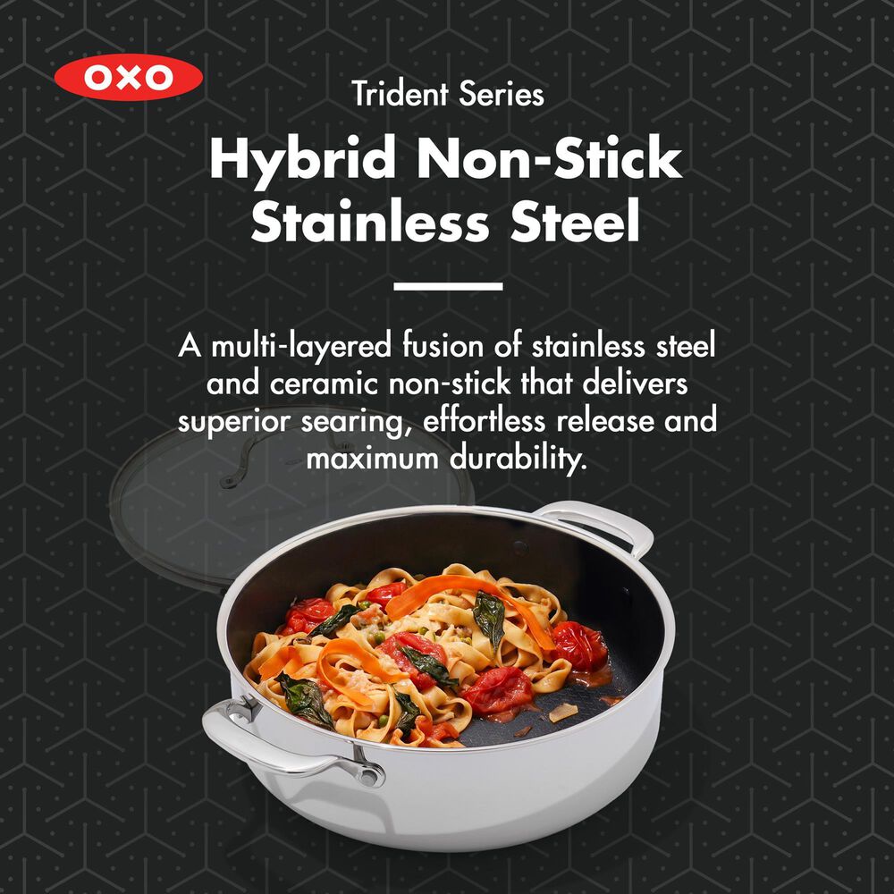 Green Pan Trident Hybrid Nonstick Everyday Pan with Lid in Stainless Steel, , large