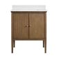 37B Heston 30" Single Bathroom Vanity in Kona with White Composite Stone Top and Backsplash, , large