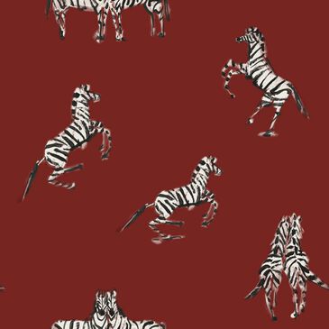 Tempaper Novogratz Zebras Peel & Stick Wallpaper in Love Red, , large