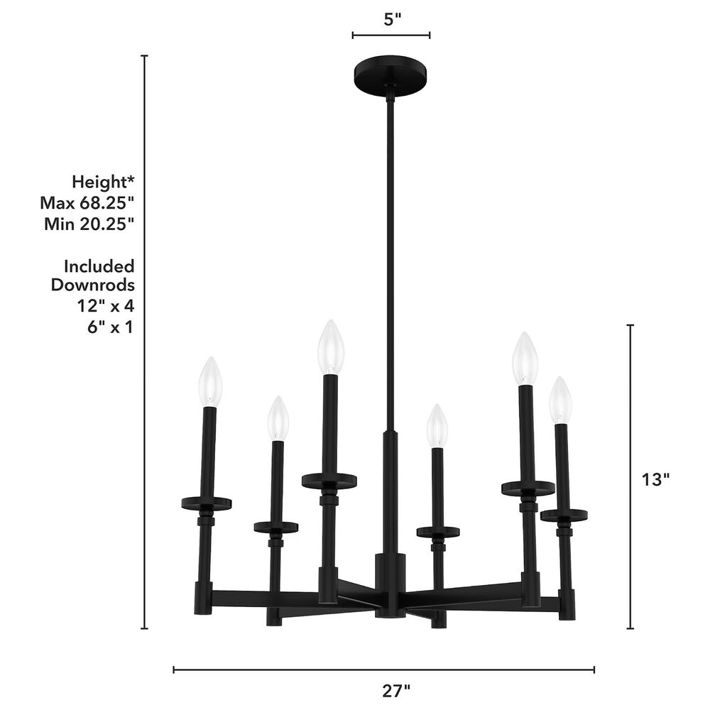 Hunter Briargrove Single Tier Chandelier in Matte Black, , large