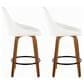 LumiSource Diana 26" Swivel Counter Stool with White Faux Leather Upholstery in Walnut and Black (Set of 2), , large
