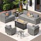 HOMLUX 10-Piece Outdoor Patio Wicker Sectional Furniture Set in Black, , large