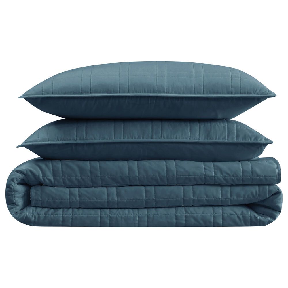 Pem America Cannon Solid 3-Piece King Quilt Set in Dark Blue, , large