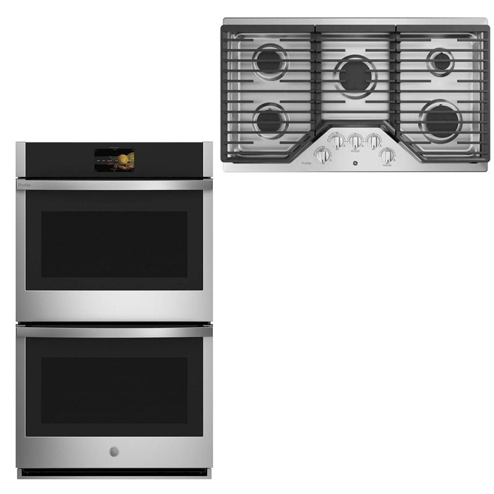 GE Profile 36" Gas Cooktop with 30" Built-In Convection Double Wall Oven in Stainless Steel, , large