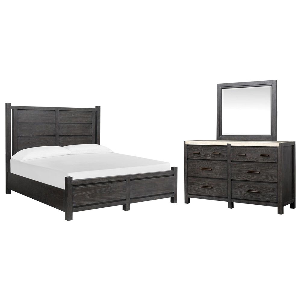 Nicolette Home Plum Creek 3 Piece King Panel Bedroom Set in Ravenwood Black, , large