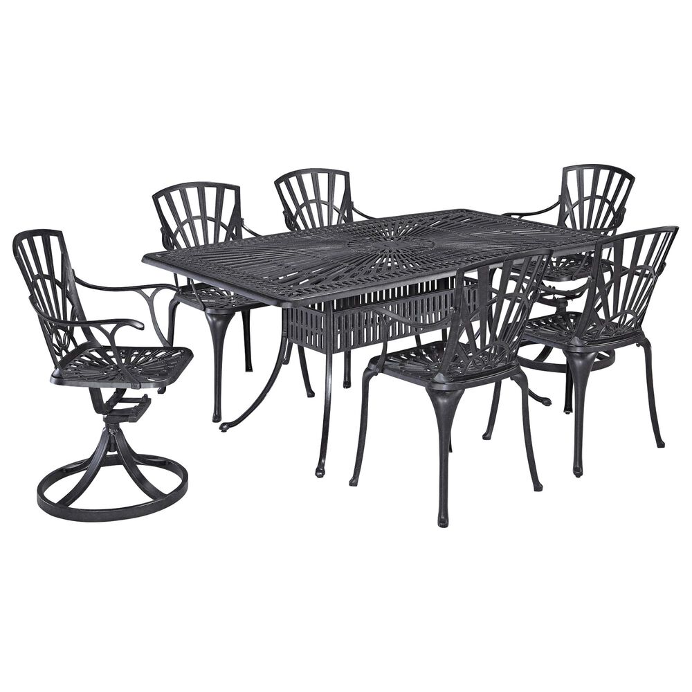 Homestyles Grenada 7-Piece Rectangular Outdoor Dining Set in Charcoal, , large
