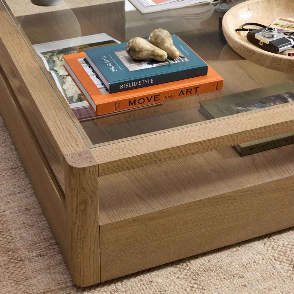 Four Hands Shiloh Coffee Table in Sandy Oak and Clear, , large