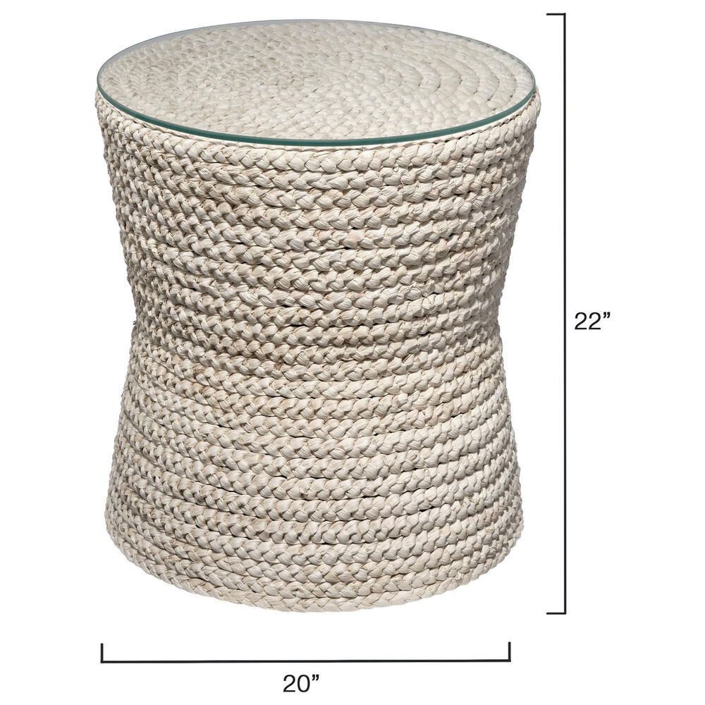 Splendor Living Sheffield Braided Accent Side Table in Natural, , large