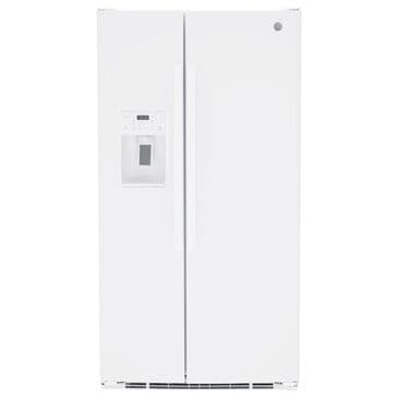 GE Appliances 25.3 Cu. Ft. Side by Side Refrigerator with External Dispenser in White, , large