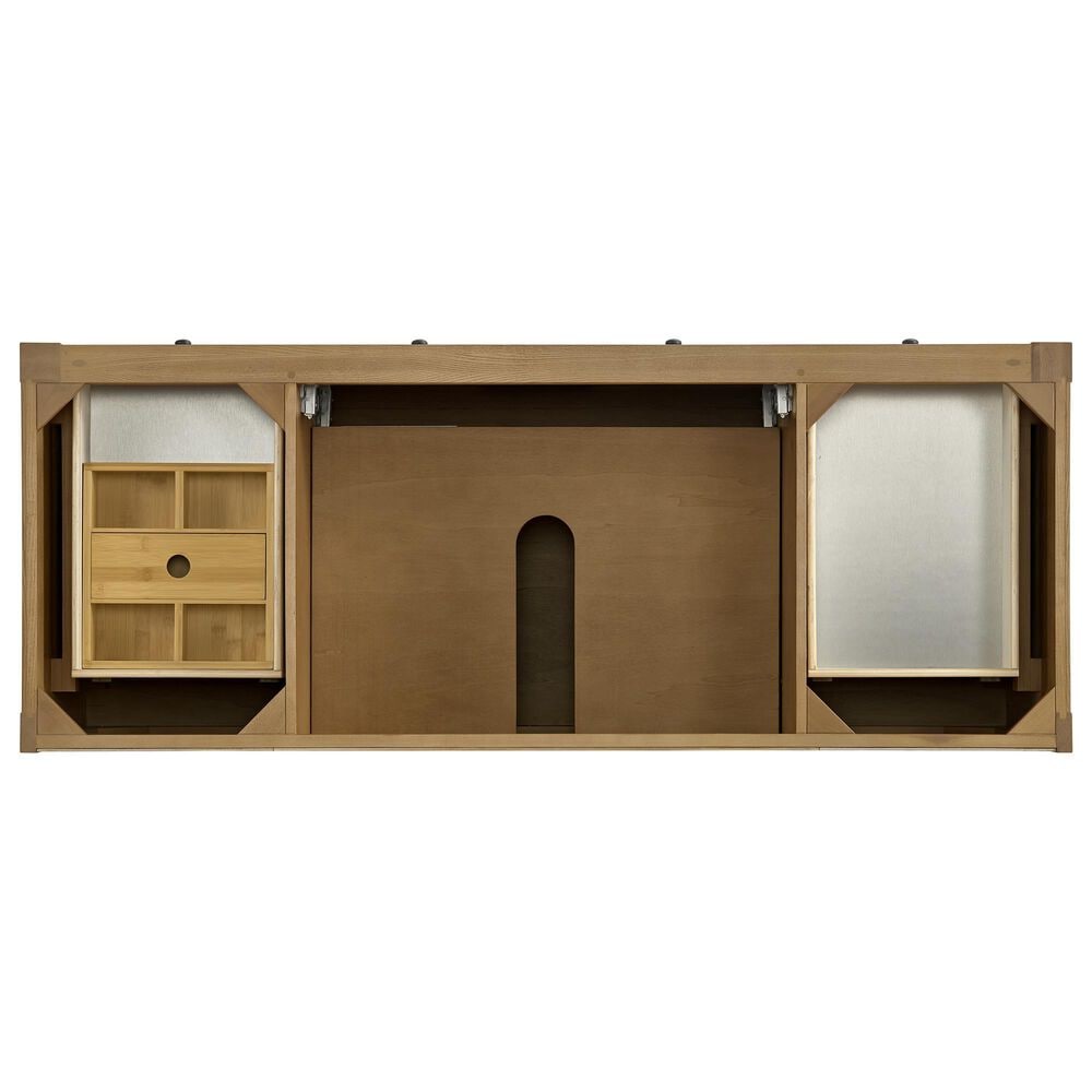 James Martin Vanities Breckenridge 60" Single Bathroom Vanity in Light Natural Oak with 3 cm White Zeus Quartz Top and Rectangular Sink, , large
