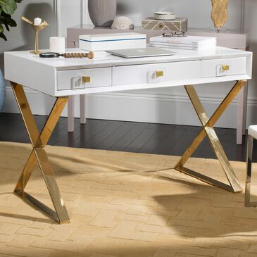 Safavieh Yesenia Vanity Table in White/Gold, , large