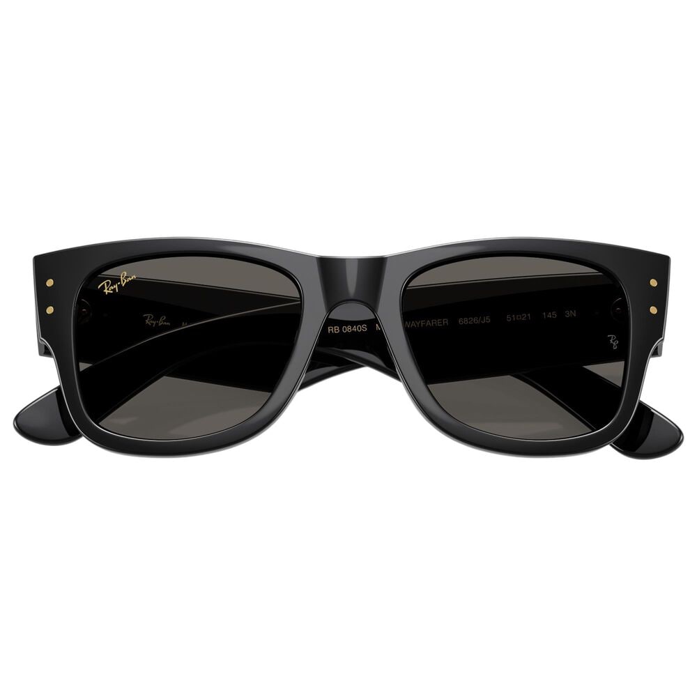 Rayban Glasses Mega Wayfarer Blacked Out Sunglasses with Ultra Black Lenses in Polished Black, , large