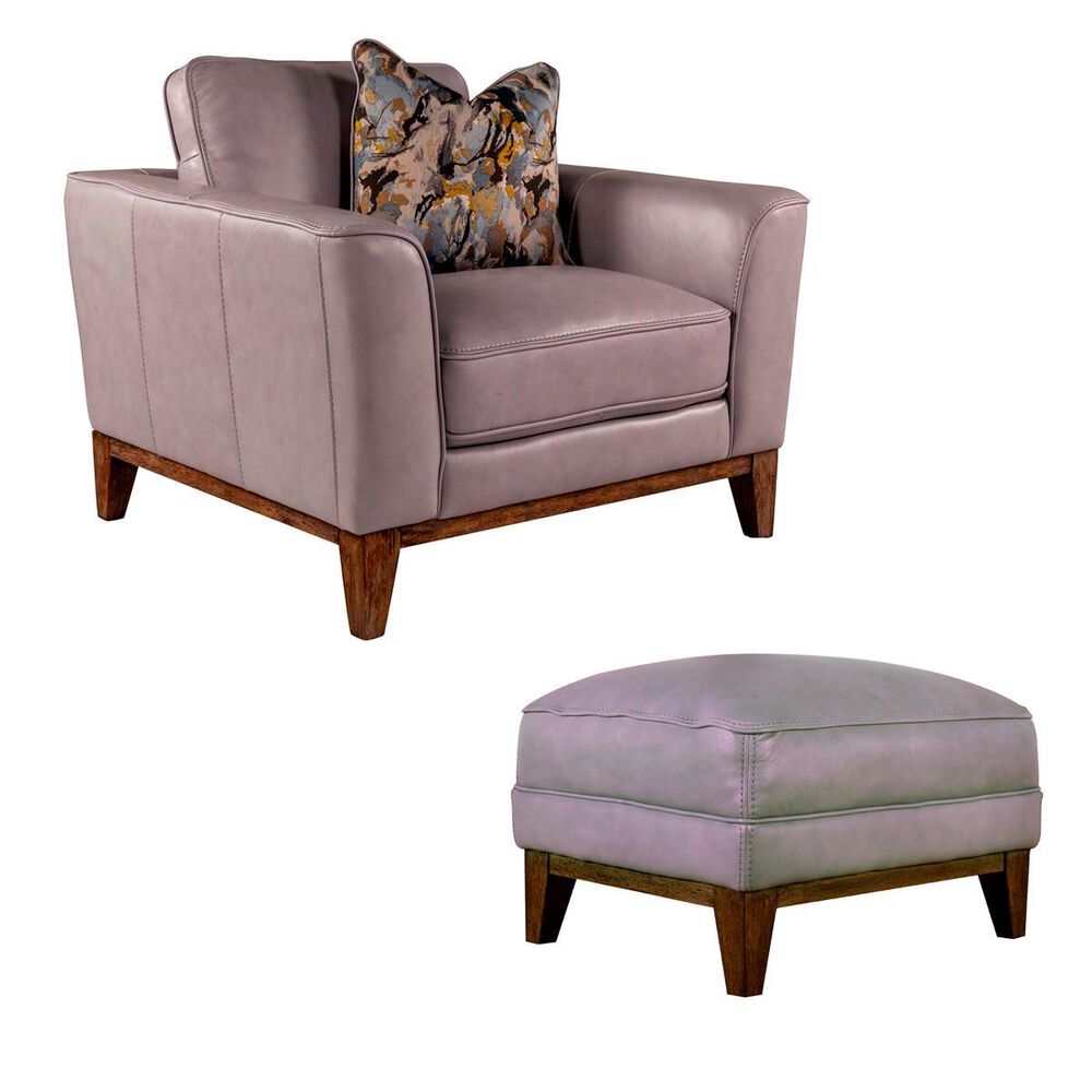 Sienna Designs Leather Chair and Ottoman in Cesena Ice, , large