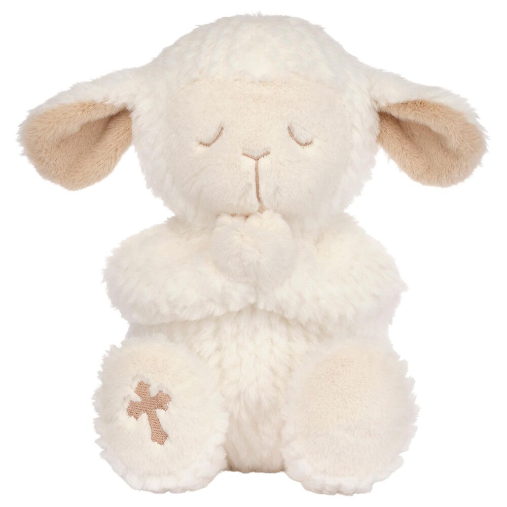 Lambs & Ivy Heaven Sent Plush Lamb - Mary in White and Taupe, , large