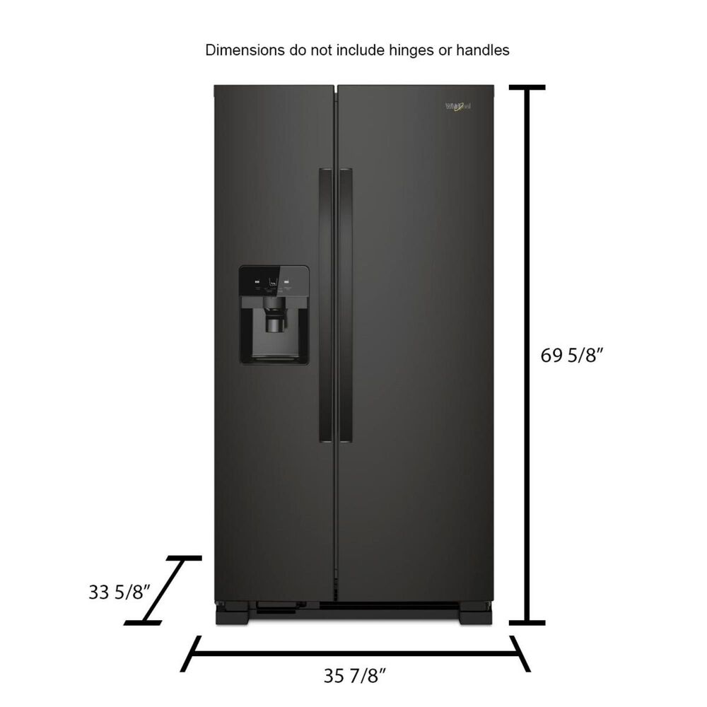 Whirlpool 24.6 Cu. Ft. 36&quot; Wide Side-by-Side Refrigerator in Black, , large