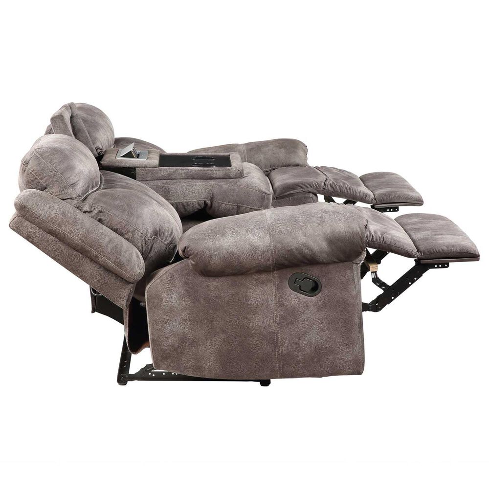 Steve Silver Nashville Manual Reclining Sofa with Drop Down Console in Grey, , large