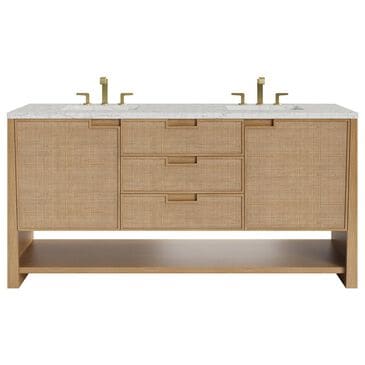 James Martin Vanities Solene 72" Double Bathroom Vanity in Seaside Oak with 3 cm Eternal Jasmine Pearl Quartz Top and Rectangular Sinks, , large