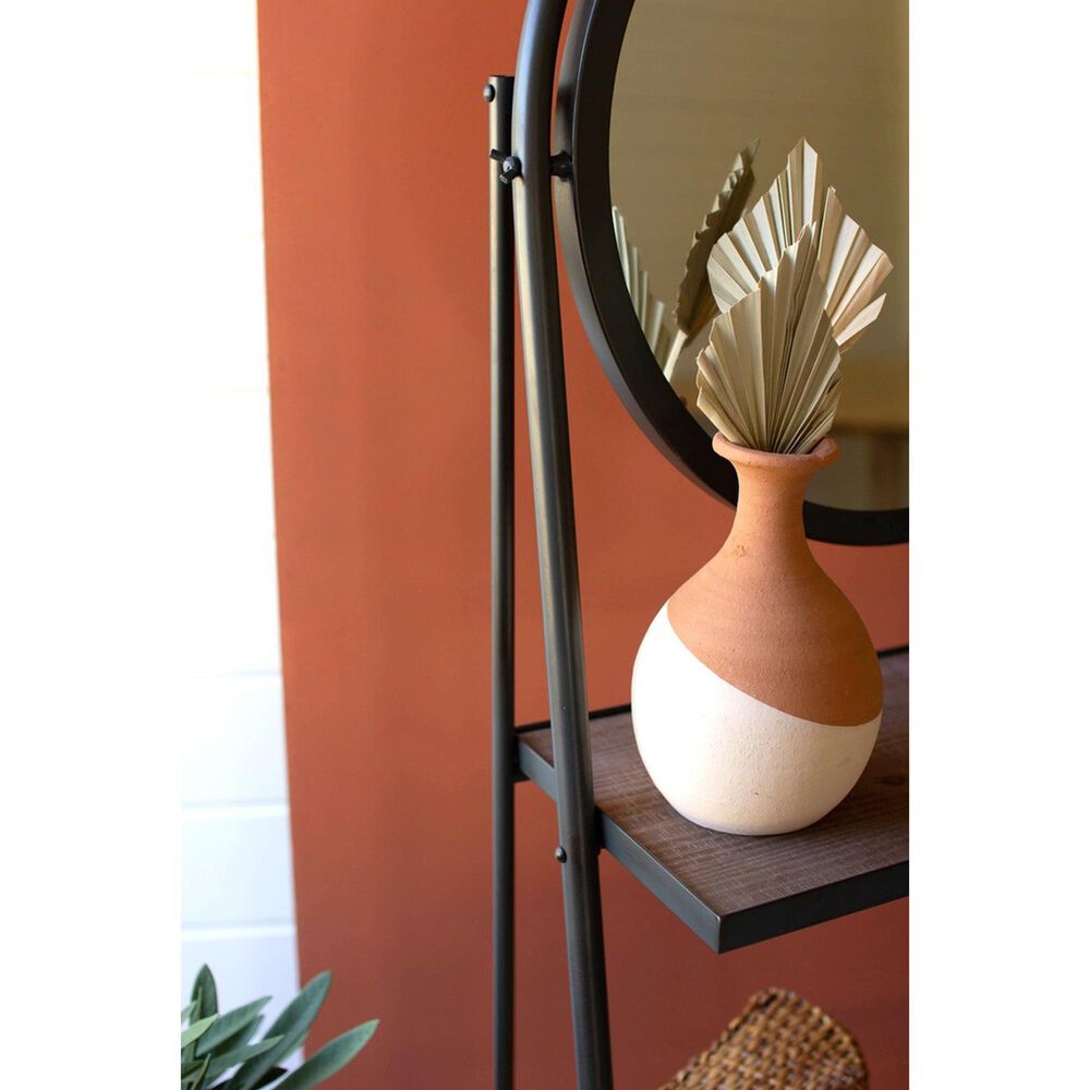 Kalalou Leaning Wall Mirror with Shelves in Black and Brown, , large