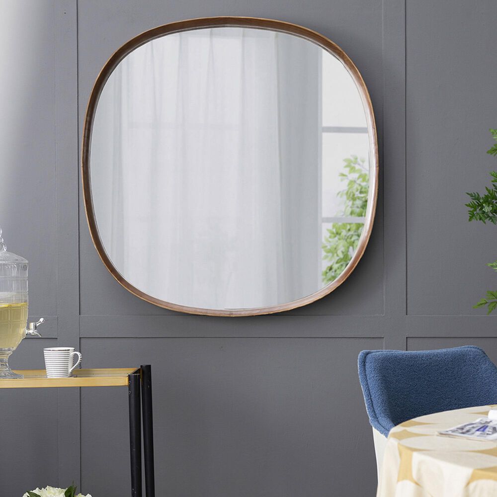 A&amp;B Home Wayne 43&quot; Curved Accent Wall Mirror in Brown, , large