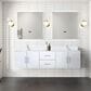 Lexora Home Geneva 72" Double Bathroom Vanity in Glossy White with 2 cm White Cultured Marble Top, Rectangular Sinks and 30" LED Mirrors, , large