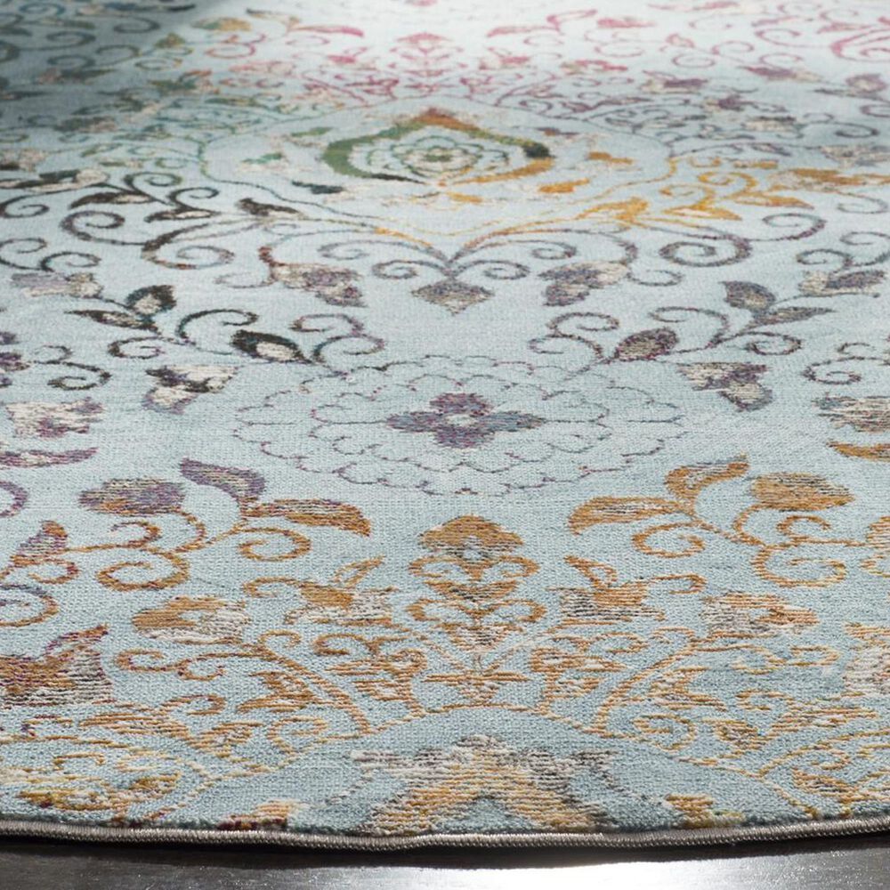 Safavieh Aria ARA172B 6&#39;6&quot; Round Blue and Multicolor Area Rug, , large