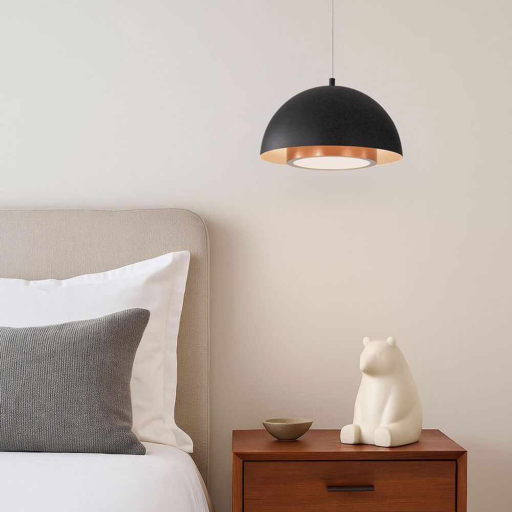 Golden Lighting Solsken 12" 1-Light Pendant in Sand Black, , large