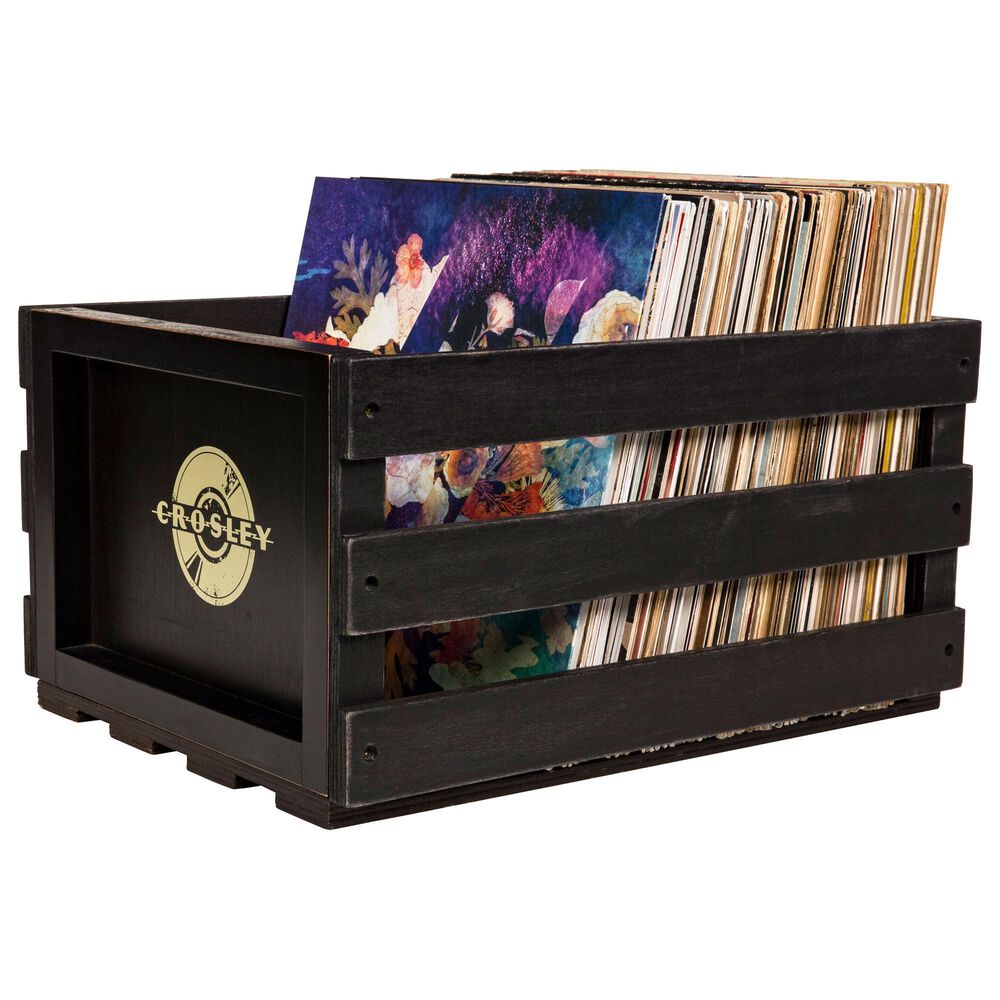 Crosley Furniture Record Storage Crate in Black, , large