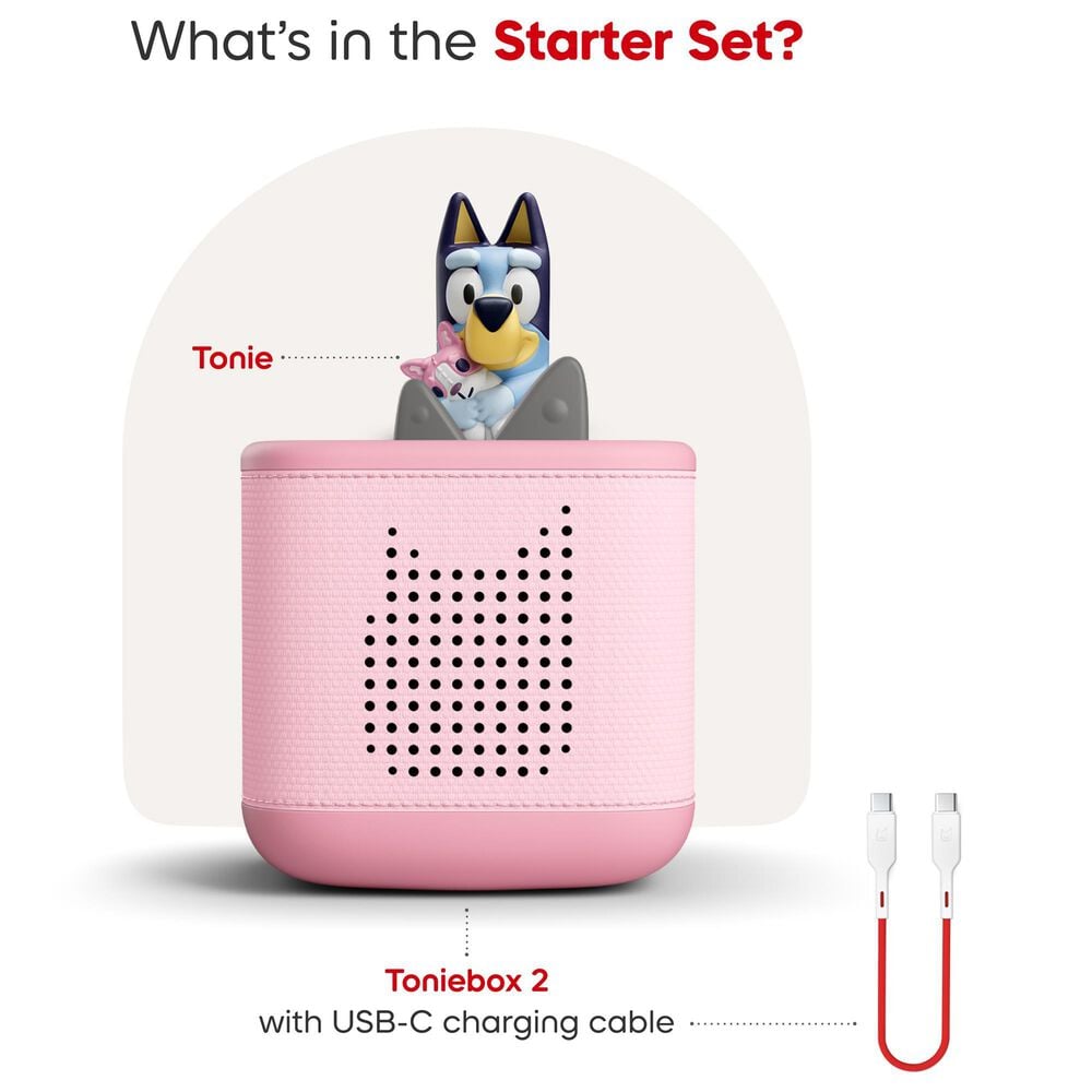Tonies Bluey Toniebox 2 Audio Player Starter Set in Cloud Pink, , large