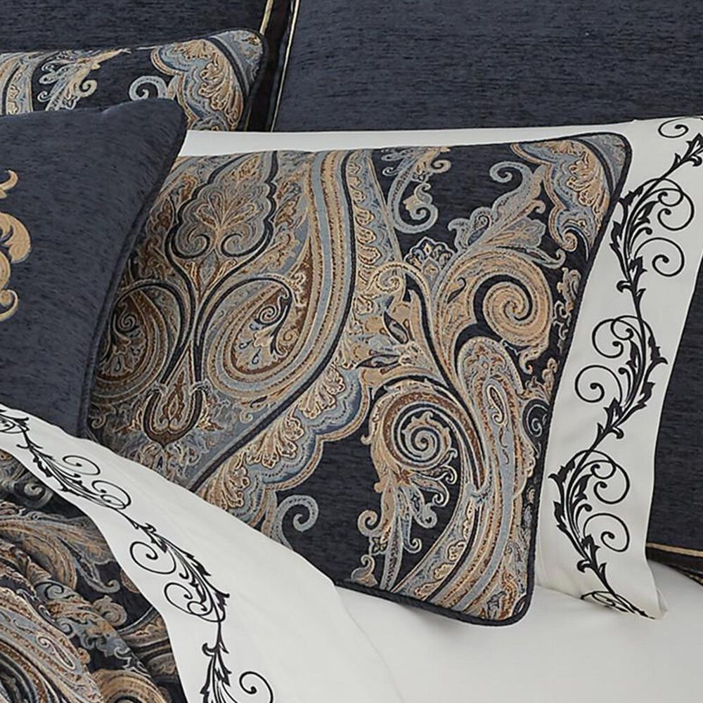 J. Queen New York Luciana 4-Piece Queen Comforter Set in Indigo, Pale Blue, Brown and Cream, , large