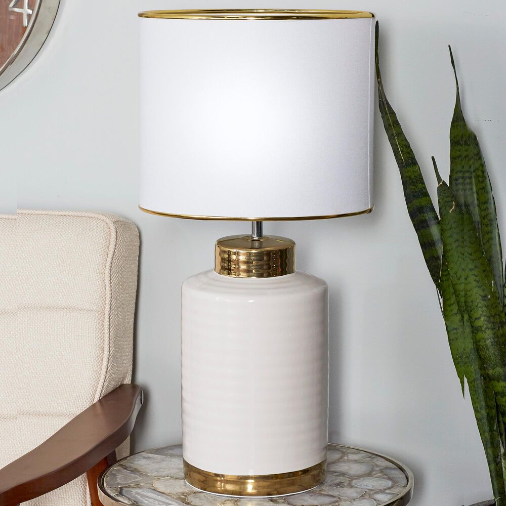 Maple and Jade Ceramic Table Lamp in White, , large