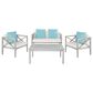 Safavieh Nunzio 4-Piece Outdoor Chat Set in Grey Wash, White, and Light Blue, , large