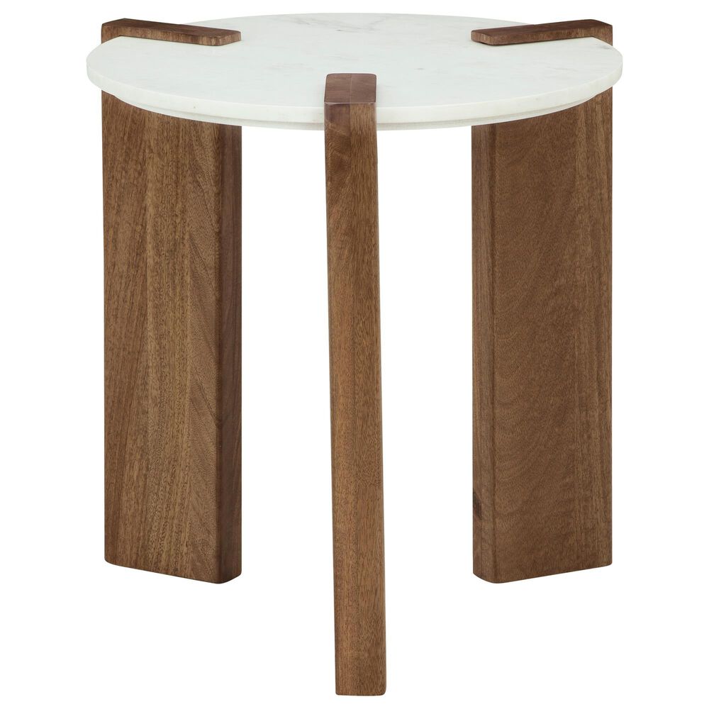 Ashley Isanti 3-Piece Occasional Table Set in White and Light Brown, , large