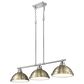 Golden Lighting Duncan 3-Light Pendant with Aged Brass Shade in Chrome, , large
