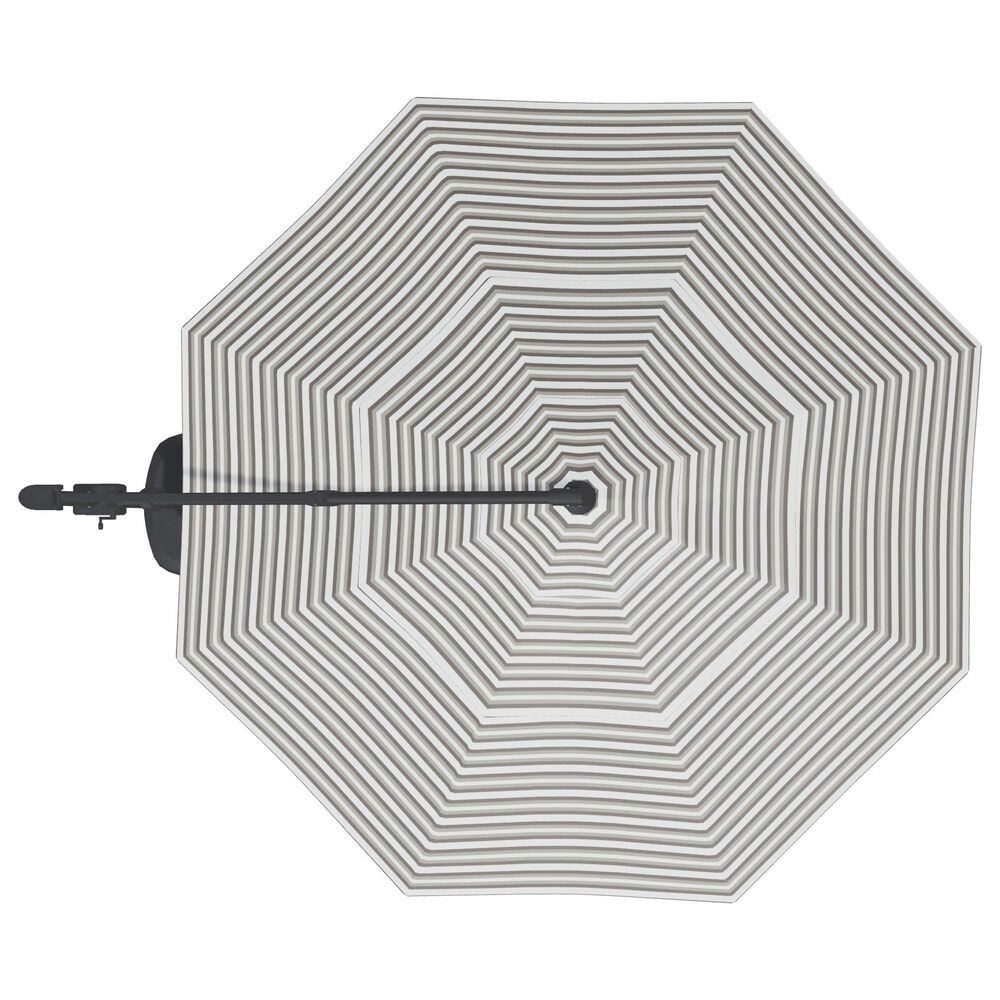 Garden Party Starlux AKZ Plus 11" Octagon Cantilever Umbrella with Black Base in Richmond Stone Stripe, , large