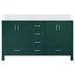 Lexora Home Jacques 60" Double Bathroom Vanity in Green with 2 cm White Cultured Marble Top and Rectangular Sinks, , large