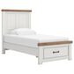 Ashley Savonport 4 Piece Twin Storage Bedroom Set in White and Brown, , large