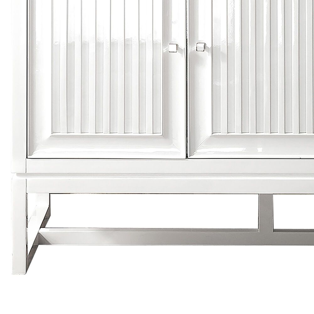 James Martin Vanities Athens 48&quot; Single Bathroom Vanity in Glossy White with 3 cm Ethereal Noctis Quartz Top and Rectangular Sink, , large