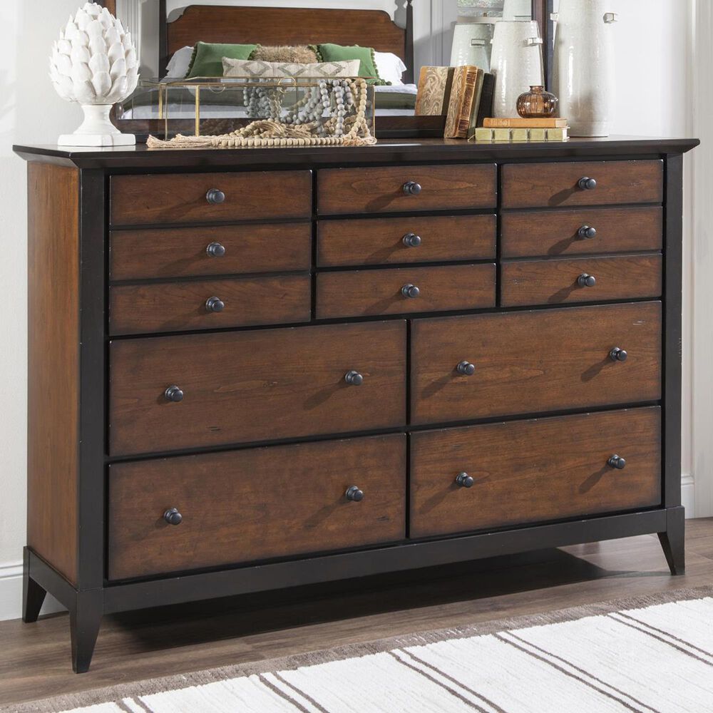 St Claire Home Fenmore 9-Drawer Dresser in Mocha and Distressed Cherry, , large