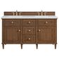 James Martin Vanities Lorelai 60" Double Vanity in Mid-Century Walnut with 3 cm Arctic Fall Solid Surface Top, , large